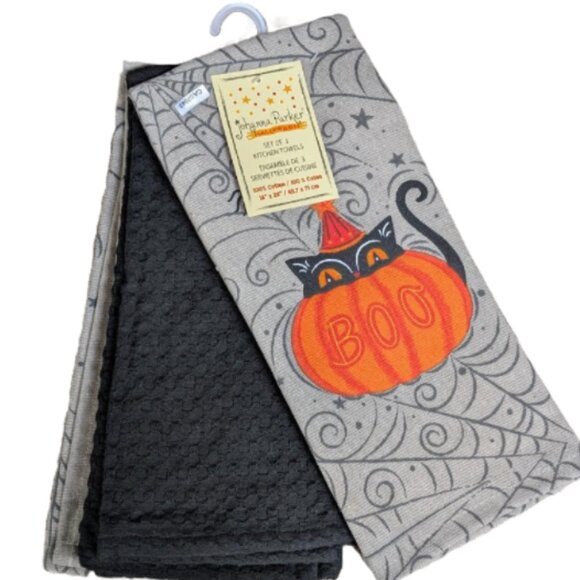 Johanna Parker Halloween Cat and Pumpkin Kitchen Set of 3 - Picture 3 of 3